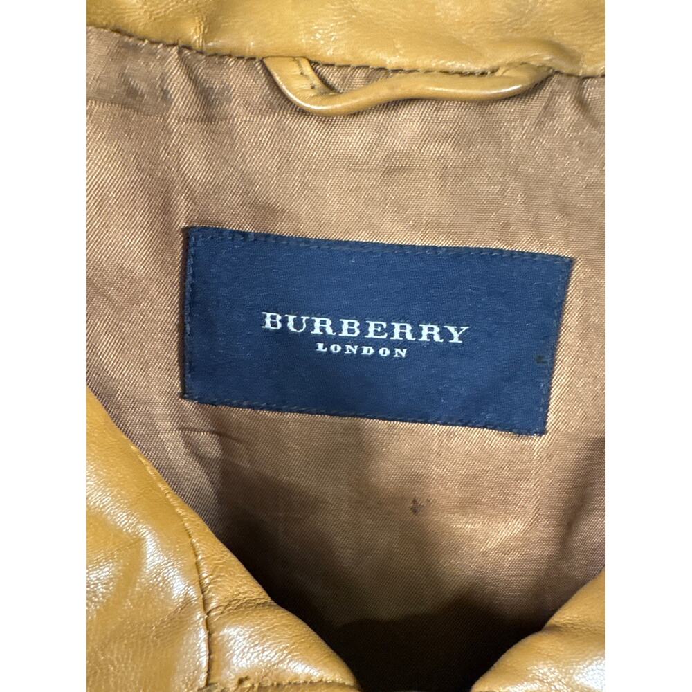 Designer x Burberry London x VTG Y2K Tan Leather Bomber Jacket Men’s EU 52/US L - Picture 4 of 16